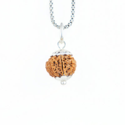 Silver Capping 10 Mukhi Rudraksha Pendant With Chain ( Nepali )