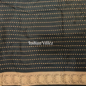 Black Designer Pure Banarasi Katan Silk Saree