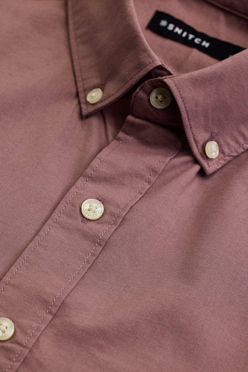 Mauve Solid Oxford Shirt