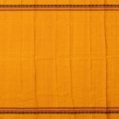 Red Handloom Kanchipuram Korvai Silk Saree With Mustard Border