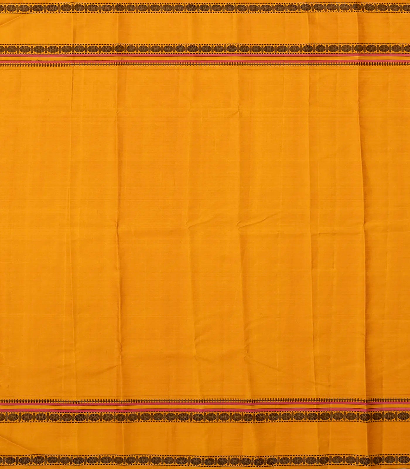 Red Handloom Kanchipuram Korvai Silk Saree With Mustard Border