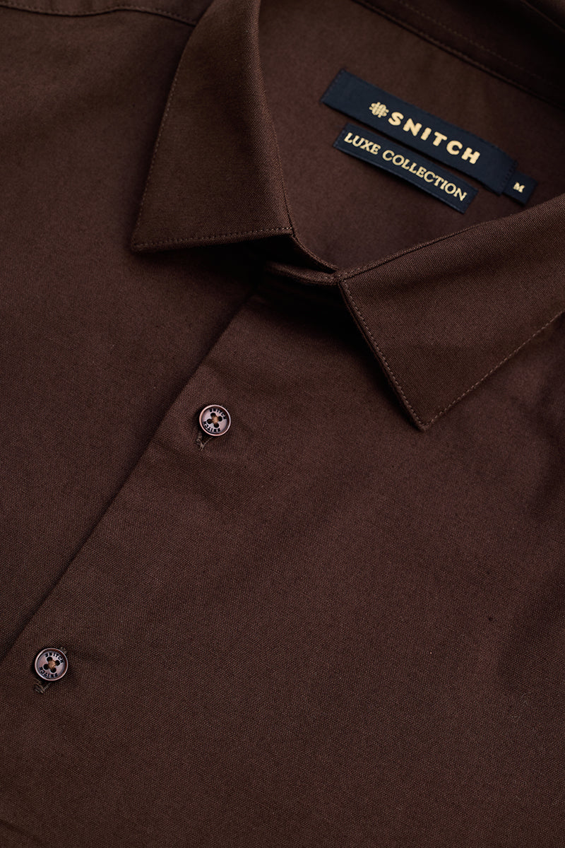 Dark Brown Stretchable Slim Fit Shirt