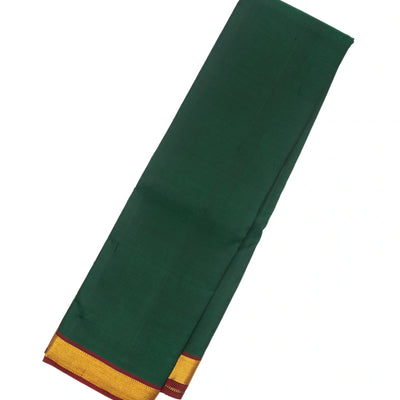Bottle Green Handloom Kanchipuram Silk Saree With Maroon Border