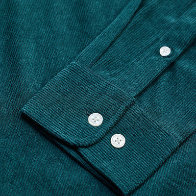 Dark Green Slim Fit Corduroy Shirt