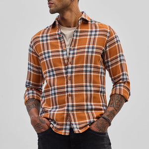 Orange Checks Slim Fit Shirt