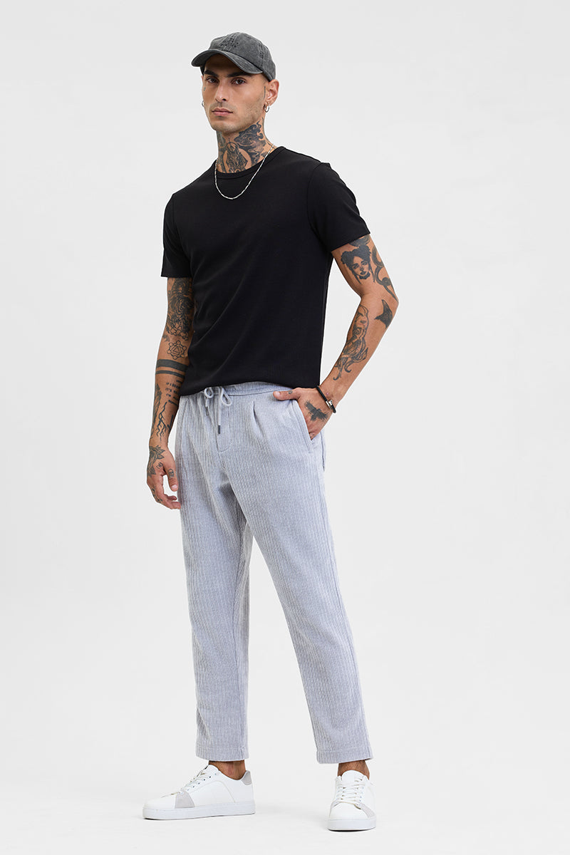 Light Grey Corduroy Relaxed Fit Trousers
