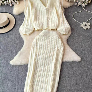 Crystella  Winter Coord Set - Set of Sweater and Skirt