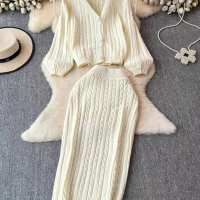 Crystella  Winter Coord Set - Set of Sweater and Skirt