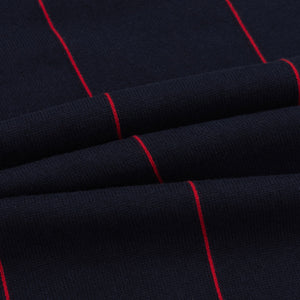 Alma De Ace Stripe Knit Navy Blue Polo Shirt
