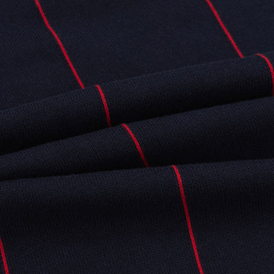 Alma De Ace Stripe Knit Navy Blue Polo Shirt