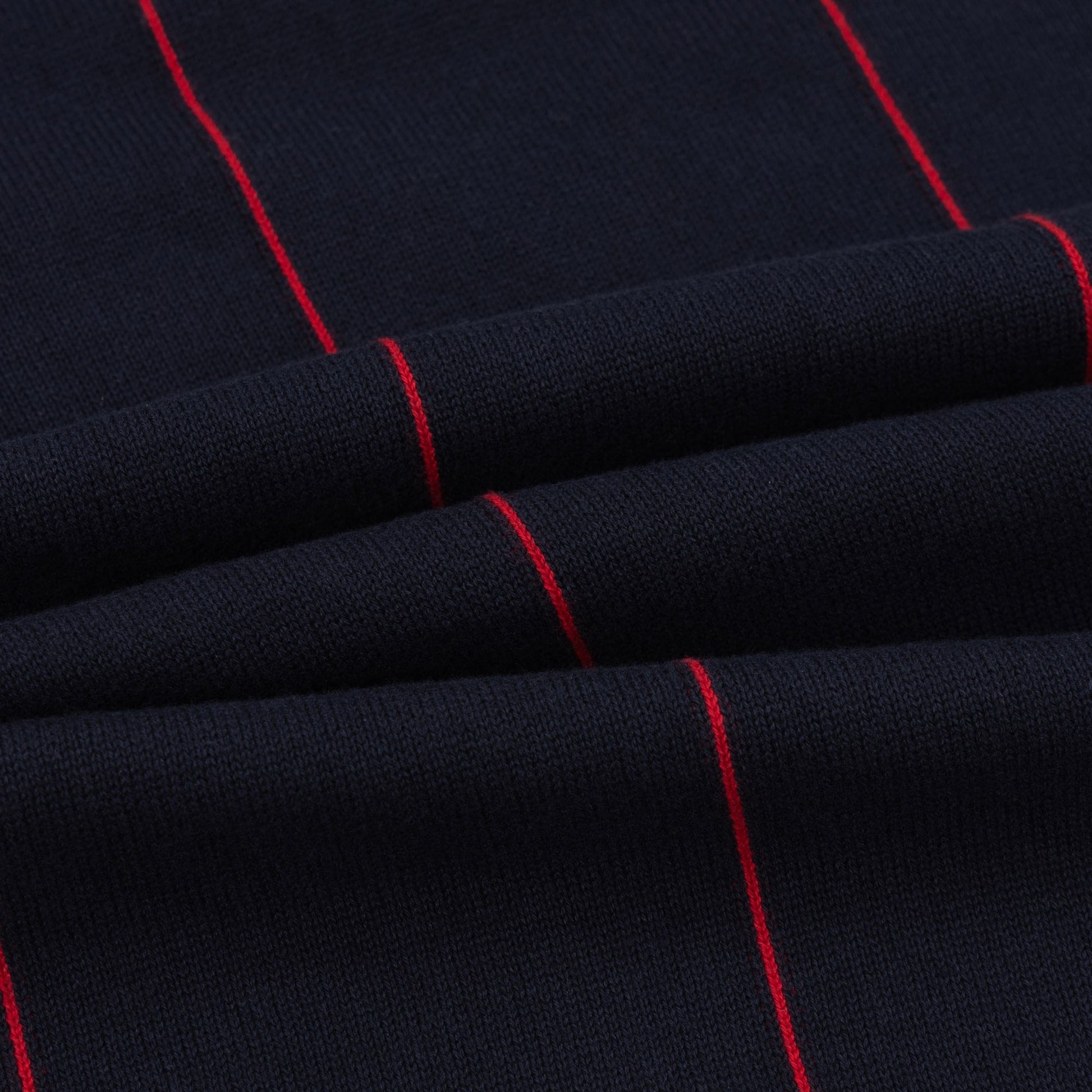 Alma De Ace Stripe Knit Navy Blue Polo Shirt
