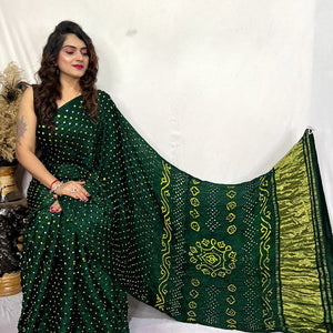 Modal Silk Heavy Bandhej Work Bandhani Saree