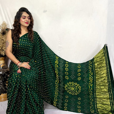 Modal Silk Heavy Bandhej Work Bandhani Saree