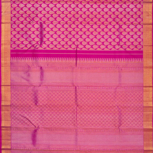 Hot Pink Handloom Kanchipuram Silk Saree With Floral Zari Motifs -Hot Pink