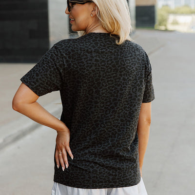 NEW YORK JETS WILDCAT BLITZ SHORT SLEEVE TONAL LEOPARD PRINT TEE