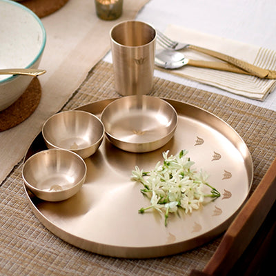 Brown - Tulsi Kansa Dinner Set