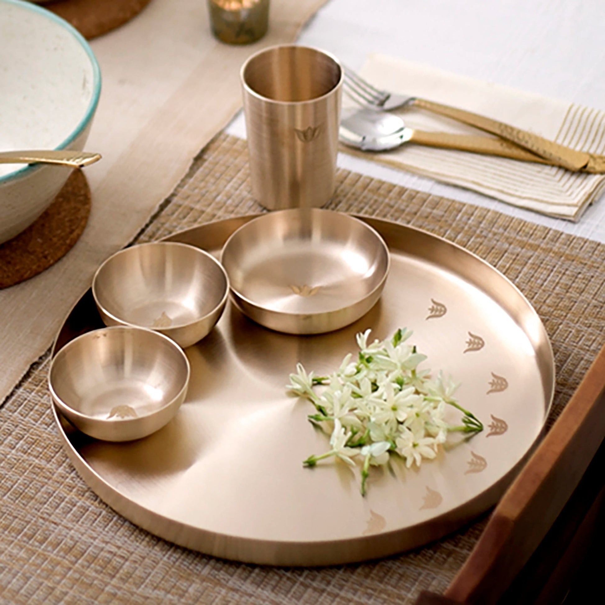 Brown - Tulsi Kansa Dinner Set