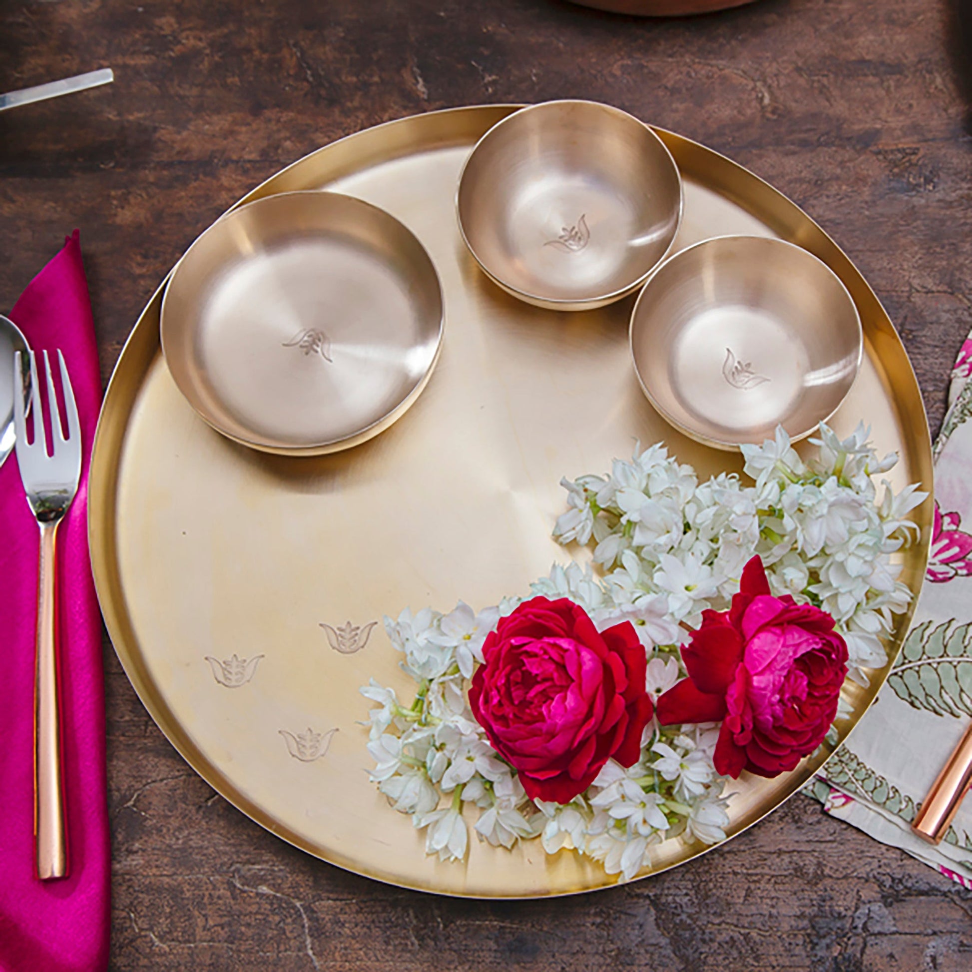 Brown - Tulsi Kansa Dinner Set