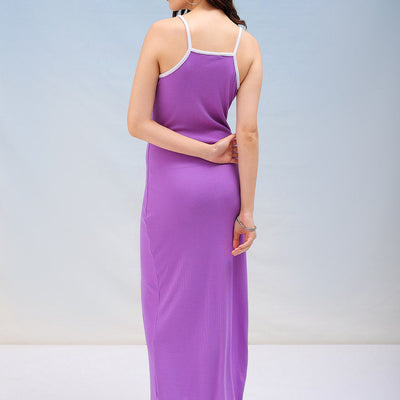 Women's Solid Fitted Maxi Slit Dress