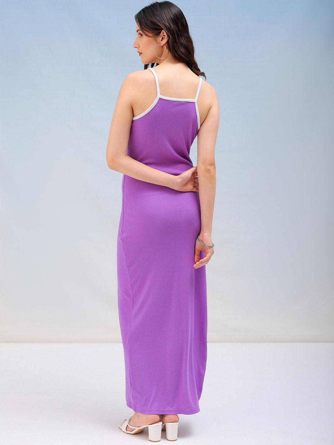 Women's Solid Fitted Maxi Slit Dress