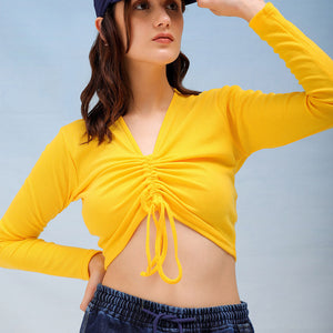 Women's Solid Fitted Ruched Top