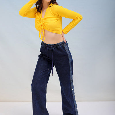 Women's Solid Fitted Ruched Top