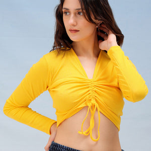 Women's Solid Fitted Ruched Top