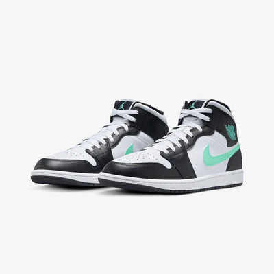 Jordan | AIR JORDAN 1 MID  { WHITE/GREEN GLOW-BLACK