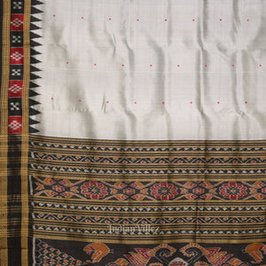 Cement Gray Buti Pasapali Border Khandua Silk Saree