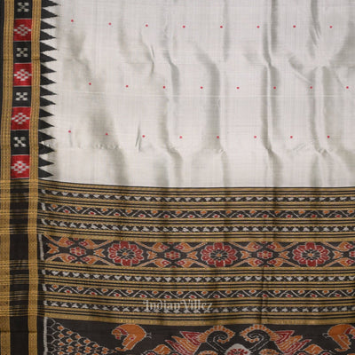 Cement Gray Buti Pasapali Border Khandua Silk Saree