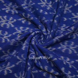 Blue Floral Motif Sambalpuri Odisha Ikat Cotton Fabric