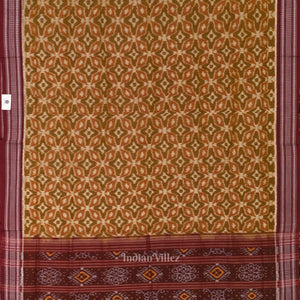 Mehendi green Maroon Odisha Ikat Sambalpuri Pure Cotton Saree