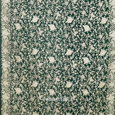 Green Parsi Gara Floral Motif Hand Embroidered Saree