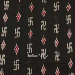 Black Swastik Sambalpuri Ikat Cotton Fabric