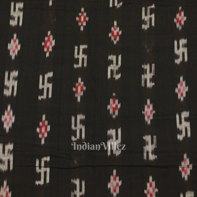 Black Swastik Sambalpuri Ikat Cotton Fabric