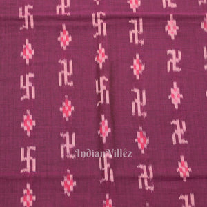 Purple Pasapali Swastik Sambalpuri Ikat Cotton Fabric