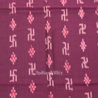 Purple Pasapali Swastik Sambalpuri Ikat Cotton Fabric