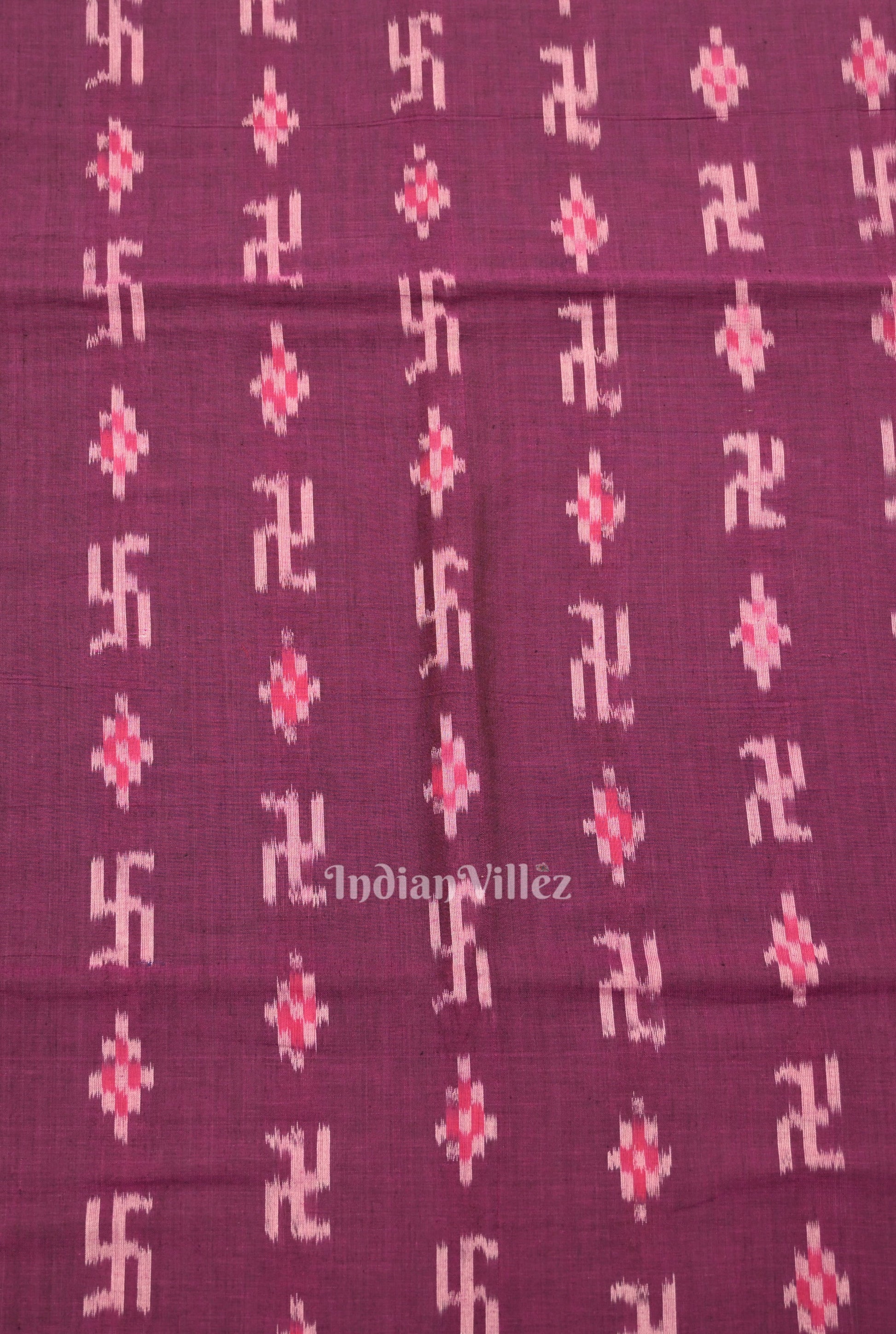 Purple Pasapali Swastik Sambalpuri Ikat Cotton Fabric