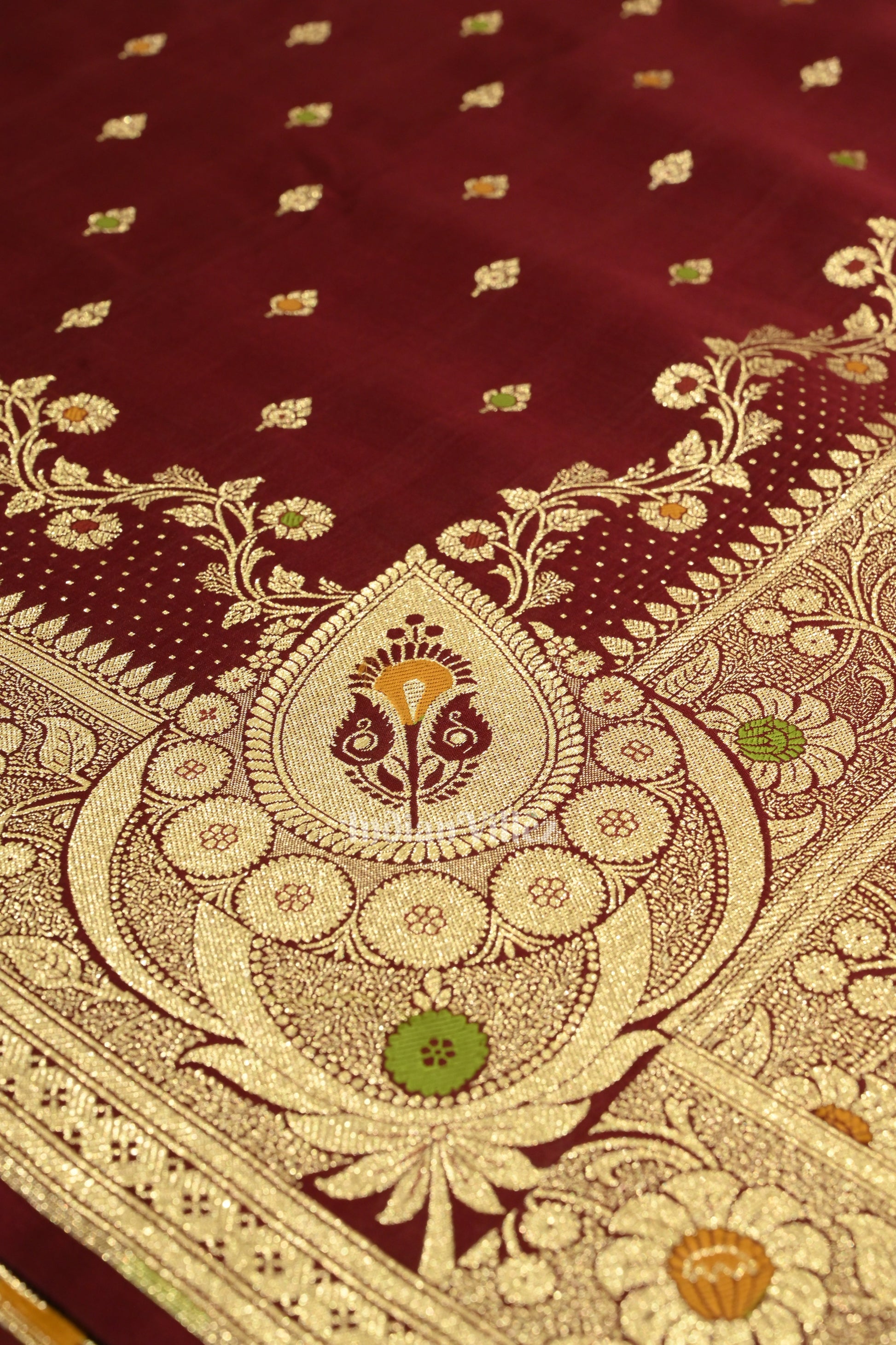 Pure Maroon Meenakari Pure Mashru Satin Silk Banarasi Saree