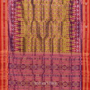 Mehendi Maroon Odisha Handloom Khandua Silk Saree