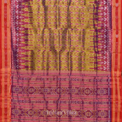 Mehendi Maroon Odisha Handloom Khandua Silk Saree