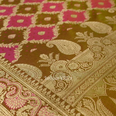 Rani Pink Rangkart Mashru Satin Silk Banarasi Saree