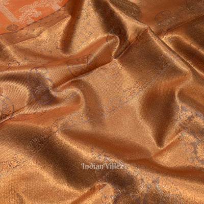 Golden Orange Pure Kanjivaram Tissue Silk Saree