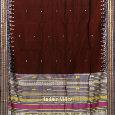 Deep Maroon Single Flower Motif Siminoi Silk Saree