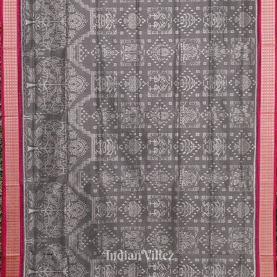 Grey Rani Pink Tribal Sambalpuri Silk Patta Saree