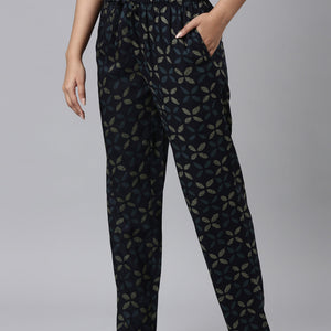 Women Printed Navys Woven Viscose Lounge Pants