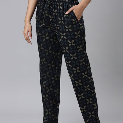 Women Printed Navys Woven Viscose Lounge Pants