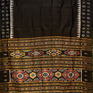 Black Pasapali Border Odisha Ikat Contemporary Silk Saree