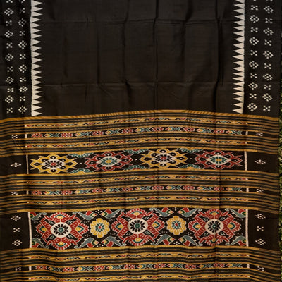 Black Pasapali Border Odisha Ikat Contemporary Silk Saree