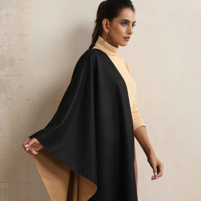 trueBrowns Black Reversible Woollen Stole